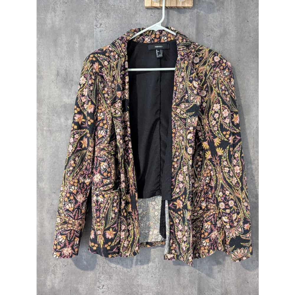 Women's Forever 21 Blazer Size S Black Multi-color